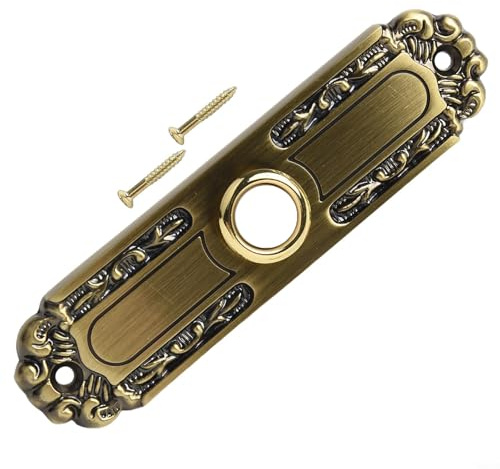 Pulsante per campanello in bronzo antico, resistente, 12,7 cm, grande, in metallo, con cavo, con luce, per uso esterno