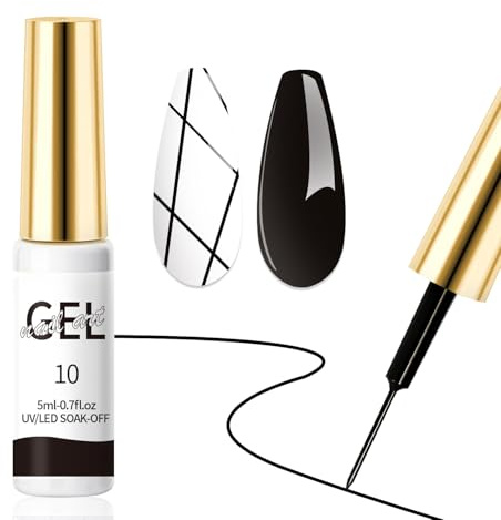 AIJIMEI Nail Art Gel Polish Black Nail Painting Liner Drawing Gel Polish String Adhesive Ultra-Fine Brush Head for Durable Color Improvement Nail Type Gel Liner Nail Polish (5ml/0.7fl.oz)