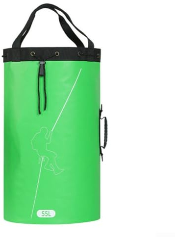 Gdfnmogo Bolsa de almacenamiento de cuerda de escalada 30L/45L/55L Mochila de poliéster PVC con cierre de cordón para escalada en roca, montañismo, espeleología (verde) (45L)