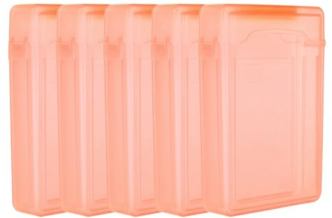 PATIKIL 6.5 x 4.5 Hard Drive Disk Case, 5Pcs Plastic Hard Disk Storage Box Portable Anti-Static Case for 3.5 External SSD HDD, Orange