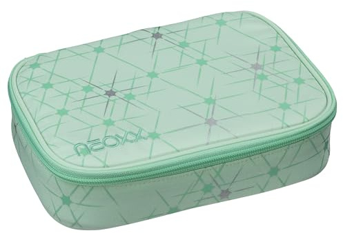 neoxx - Schlamperbox Dunk Mintastic – Platz für EIN Geodreieck – Stifte Flap mit 26 Stifteschlaufen – ca. 23,5 x 17 x 6,5 cm – für Schulkinder