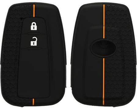 kwmobile Schlüsselhülle für Toyota 2-Tasten Smart Key Autoschlüssel Hülle - Autoschlüssel Schlüssel Hülle aus Silikon - Schlüsseletui in Schwarz Orange