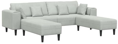 Runheo Modernes Sofa, 3-teilig, Hellgrau Samt, 250 cm Breite, mit Federkissen, 4-Sitzer Couch für Wohnzimmer, strapazierfähige Sperrholzkonstruktion, luxuriöses Möbelstück