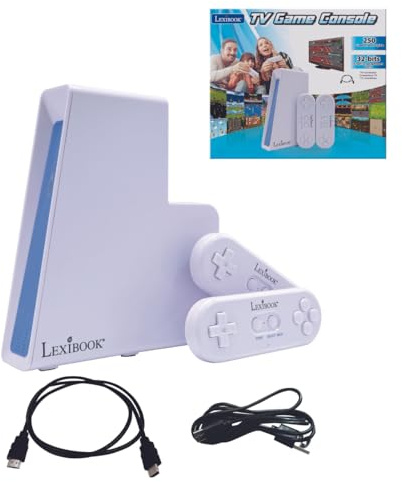 Lexibook, TV-Spielkonsole, JG7440LXB | 250 Spiele, 2 kabellose Controller, 32-Bit-Grafik, TV-Anschluss