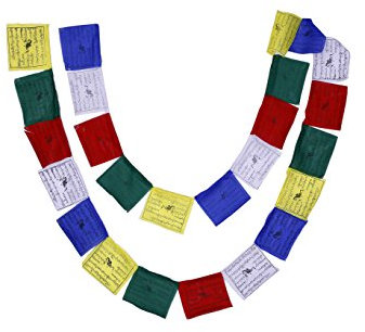 Drapeaux tibétains de prière de flottement bouddhiste (Lungta) Mantras et éoliennes - FH-FLAG-102 (M1)