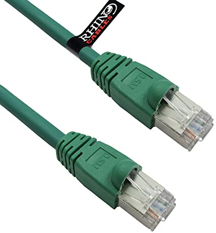 rhinocables CAT6 Shielded Gigabit Cable – Long Full Copper RJ45 Internet Wire for Stable LAN Links, Router Systems & Media Streaming | PoE Enabled for IP & Network Devices (Green, 20m)