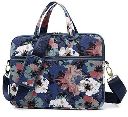 kayond Watercolor Orchid Patten Canvas Laptop Shoulder Messenger Bag Case Sleeve for 15-15.6Inch Laptop and Macbook Pro 15.4 (15-15.6 inch, Watercolor Orchid)
