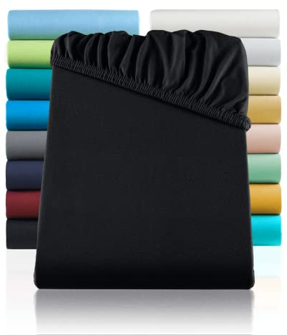 BaSaTex 2er Pack Jersey Kinder Spannbettlaken 60x120-70x140 cm | Spannbetttuch für Babybett Kinderbett | Farbe: Schwarz