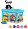 Relaxdays Baúl para juguetes, Taburete infantil, Plegable, Para niños y niñas, Circo
