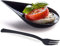 DLux 100 4-in Tear Drop Mini Appetizer Plates with Forks, re-usable Black Plastic Spoons - Desserts and Appetizers Dishes Serving Plate - Asian Spoon Set, Small Catering Dessert Tasting Cups