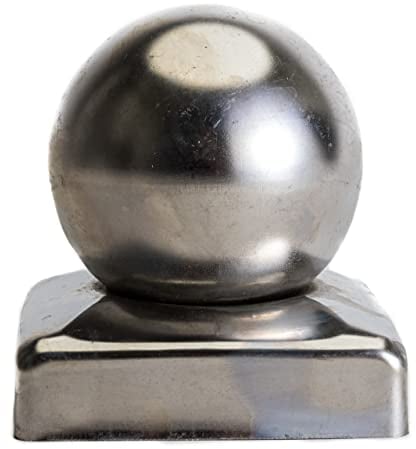 TrendLine Pfostenkappe Edelstahl 90 x 90mm mit Kugel Pfostenabdeckung Zaunkappe