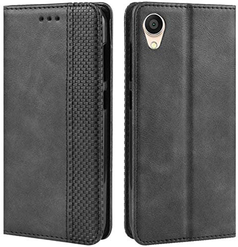 HualuBro Coque pour ZenFone Live L1, Etui Housse à Rabat en Retro PU Cuir Flip Leather Case Cover Antichoc Portefeuille Protection Stand Coque pour ASUS ZenFone Live L1 ZA550KL G552KL (Noir)