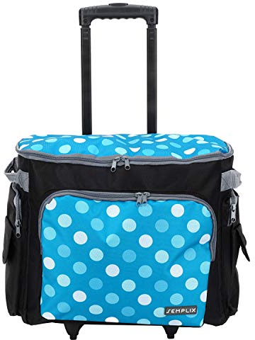 SEMPLIX Nähmaschinentrolley 50x43x32cm für alle gängigen Haushaltsnähmaschinen, Nähmaschinenkoffer für komfortablen Transport und sichere Aufbewahrung petrol-türkis