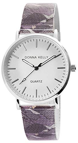 Donna Kelly Damenuhr Muster Grafik Meshband Analog Quarz Armbanduhr