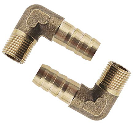 Create idea 2Pcs 3/8inch/10mm Barb Brass Hose Fitting 90 Degree Elbow Fuel Hose Joiner Pipe Connector Adapter Male Thread BSP 1/4 Inch for Air Water Fuel Oil
