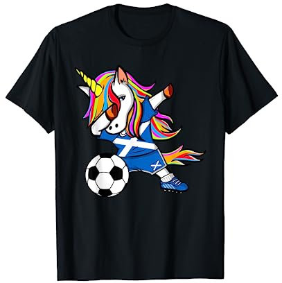 Dabbing Unicorn Schottland Fußballtrikot schottischer Fußball T-Shirt