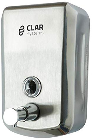Clar Systems Seifenspender für Badezimmer, 175 x 115 x 57 mm, 800 ml, Edelstahl, satiniert, glänzend Eco, J4080AI