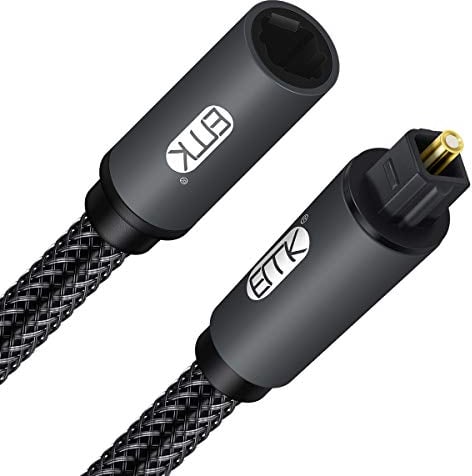EMK Optisches Kabel Optisches Audiokabel Digital Toslink Kabel Spdif Kabel Kompatibel mit TV, Soundbar, Heimkino, Xbox, PS4 und Mehr (Optisches Verlängerungs Kabel Schwarz, 0,5M)