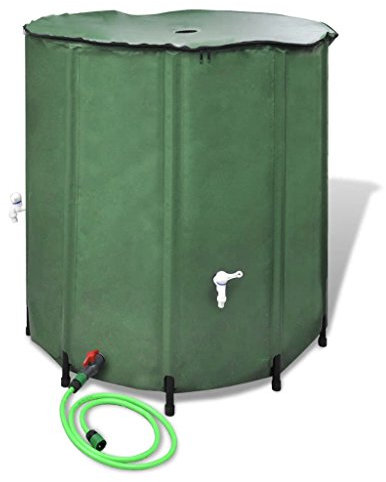 Tidyard Regentonne faltbar, Regenwassertank PVC, Regenfass Wassertank Regenwasserfass Grün 750L