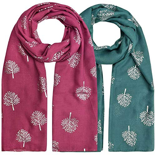 heekpek Foulard Echarpe Femme Echarpe Foulard Paillettes Imprimé Écharpe Foulard Wraps Foulard Imprimé Mûrier Femme Mode Foulard Paillettes- Taille Unique -Rouge/Vert -