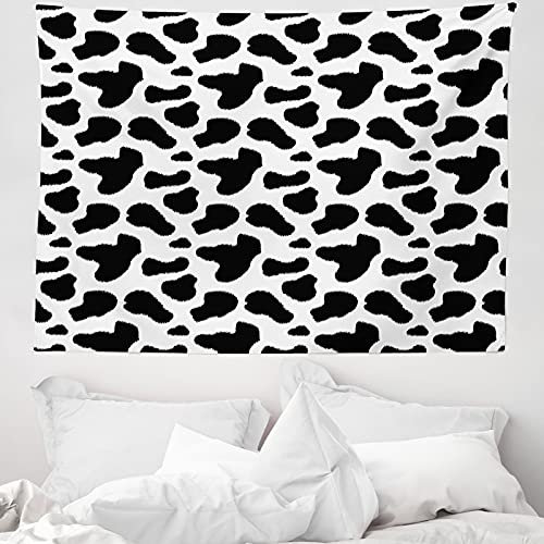 ABAKUHAUS Kuh-Druck Wandteppich und Tagesdecke, Kuhfell Schwarz Spots, aus Weiches Mikrofaser Stoff Wand Dekoration Für Schlafzimmer, 150 x 110 cm, Charcoal Grau Weiß