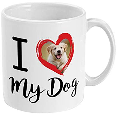 Yourdesign I Love My Dog Mug - Upload Your Photo to Personalise This Gift for Dog Lovers
