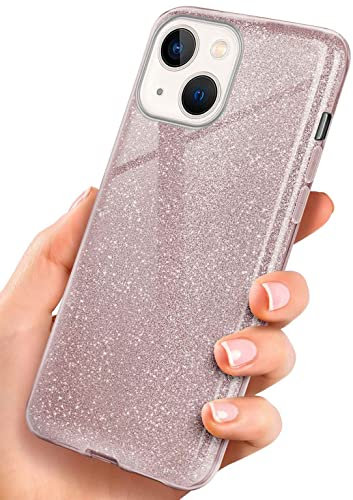 ONEFLOW Glitter Case für iPhone 13 mini Glitzer Handyhülle mit Kameraschutz, Stylische Hülle Glitzernd, Dünne TPU Schutzhülle für Damen, Glitzerhülle Qi kompatibel, Rosa