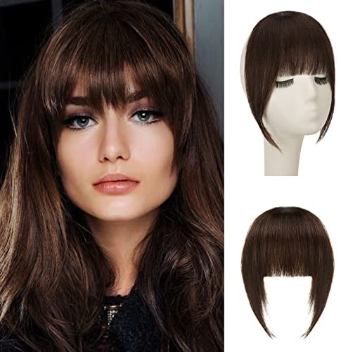 Sofeiyan Bangs Clip in 100% Remy Echthaar Fringe Bangs One Piece Human Hair Clip in Pony Fringe Extensions Natürliche Bangs with Tempel Haarteile Echthaar Haarverlängerung für Frauen