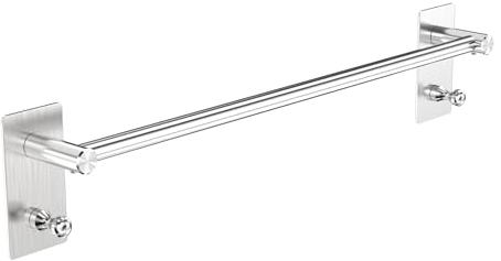 Handtuchhalter Ohne Bohren, Gästehandtuchhalter Selbstklebend, Edelstahl Gebürstet Handtuchstange Wandmontage, Mit 2 Haken für Handtuchhalter Bad und Kiche (60cm, Silber)