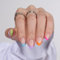 BTArtbox Press On Nails Short - French Tip False Nails Almond, 30Pcs Soft Gel Fake Nail in 15 Sizes, Reusable Semi-Transparent Stick on Nails for Women, Neon Rainbow French