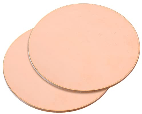 QUARKZMAN 2 Stück Kupferblech Rund 50mm Durchmesser 3mm Dicke Reine T2 Kupferplatte Metallblech Kupfer Runde Platte für Handwerk Elektrische Reparaturen Leiterplattendruck Wartung