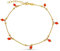 Bracelet de cheville corail rouge en argent sterling 925 fini en or 18 carats avec placage de 2 microns - Bijoux pour femme fabriqués en Espagne - Idéal comme cadeau