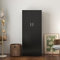2 Door 1 Storage Shelf Wardrobe with Hanging Rail Wooden Clothes Storage Cupboards Unit for Bedroom Furniture 72 x 49 x 169cm (Black)