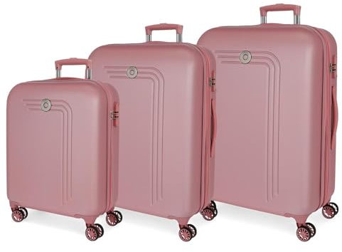 MOVOM Riga Set di valigie rosa 55/70/80 cm Rigida ABS Chiusura TSA 91L 10,88 kg 4 ruote doppie bagaglio mano, Rosa, Taglia unica, Set di valigie