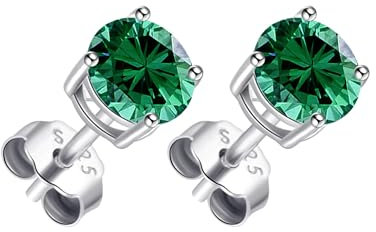 Philip Jones Sterling Silver Green Earrings Created with Zircondia® Crystals