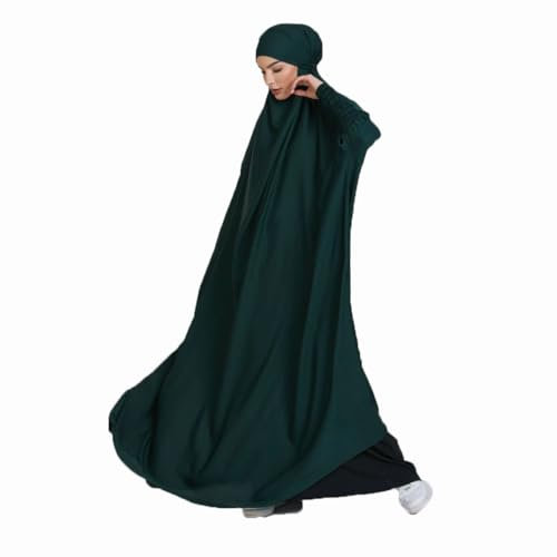 YOVALO Damen Kleid Muslimisches Einteiliges Gebetskleid für Damen Abaya Kleid Islamischer Naher Osten Dubai Türkei Maxi Abaya Kaftan mit Hijab Kleid in voller Länge