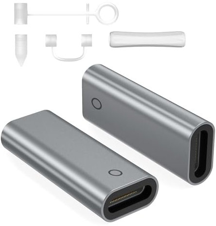 AGVEE 2 Pack Charging Adapter for Apple Pencil 1st Generation, Female to Female Connector Charger Coupler Enables Apple Pencil 1st Gen Match iPad 10, Dark Gray