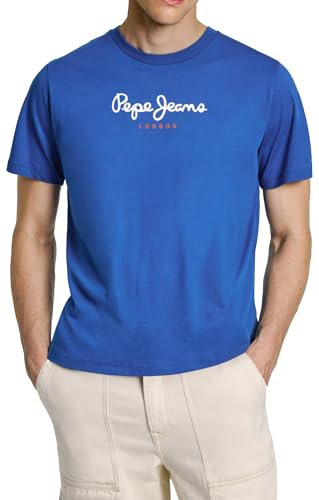 Pepe Jeans Herren Eggo N T-Shirt, Blau (Steel Blue), XL