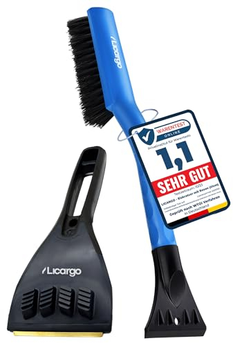 LICARGO® 2-teiliges Eiskratzer Set - Eiskratzer mit Messingklinge aus 100% recyceltem Kunststoff & Eiskratzer Auto mit Besen (41cm)