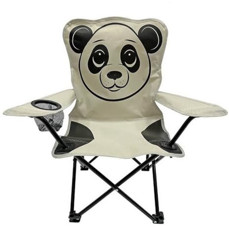 Linder Exclusiv LEX Kinder-Anglersessel Campingstuhl Campingsessel mit Getränkehalter (Panda (weiß/schwarz))