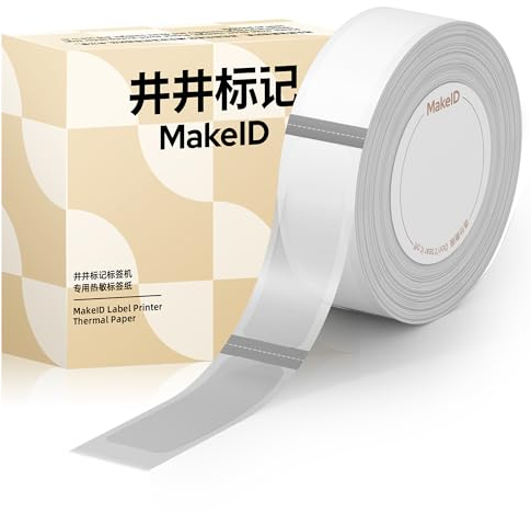 MakeID S1 Pro Gewidmet Etiketten Selbstklebend - Thermo-Mehrzweck-Etiketten für Heim, Schule, Büro| 12mm*35mm | 210 Etiketten/Rolle (transparentes Etikett)