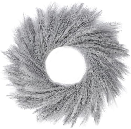 Sggvecsy Pampasgras-Kranz, 66 cm, künstlicher Pampas-Kranz für alle Jahreszeiten, künstlicher Pampas-Kranz, Weihnachtsdekoration, Boho-Wanddekoration für Haustür, Bauernhaus, Herbst, Weihnachten,