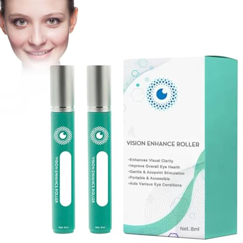 2 Stück Vision Enhance Roller, Augenmassageroller Augenroller-Serum Für Müde Augen, Schwellungen Und Augenringe, Lindert Die Belastung Der Augen Und Verbessert Die Visuelle Klarheit