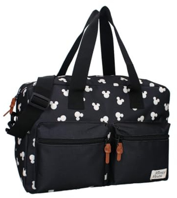 mybagstory - Wickeltasche mit großer Kapazität mit Wickelunterlage Micky Maus - Größe 40 cm - verstellbare Träger, Mickey Mouse - Schwarz, 40 cm x 28 cm x 16 cm