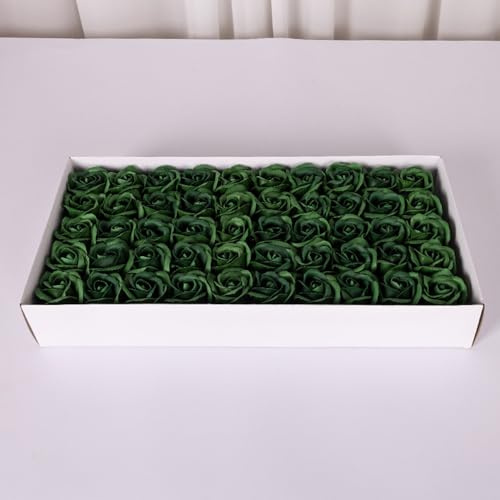 Anevous 50 Stück Seifen Rosenblüten, Rose Soap Blumen in GeschenkBox, Künstliche Rosen Duftseifen, Rosenkopf Rosenblüten, Seife Rose Blume Geschenk für Jahrestag Geburtstag Hochzeit Valentinstag,Grün