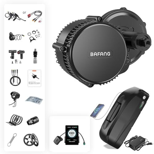 Bafang 48V 750W Moteur Central avec Batterie VoltzX 48V 20Ah, écran LCD P860ML et Plateau de pédalier 44T, Kit de Conversion de vélo électrique BBS02 BBS02B pour pédalier de 68 à 73 mm
