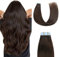 Sunya Tape in Extensions Echthaar Dunkel Braun Tape Extensions Echthaar Haarverlängerungen Natürlich Gerade Skin Weft Invisible Remy Tape ins Hair Extensions 35cm 40g/pack 20 Stück