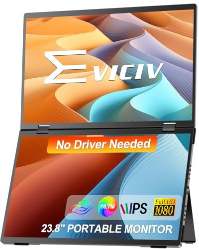 EVICIV Monitor Portatile 15.6'' Doppio Schermo Portatile Portable Monitor, 1080P 100% sRGB Estensore dello Schermo del Laptop Nessun Driver Richiest