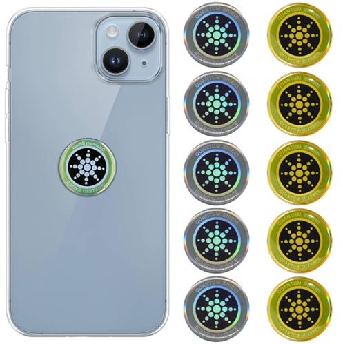 JAWUZ 10 Stück strahlenschützer handy, handystrahlung blockieren, Telefon Strahlenschutz Aufkleber für Mobiltelefone, Laptops, Tablet-Computer (Golden+Silber)