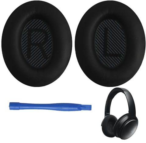 Headphones Replacement Earpads for Bose QuietComfort 35 (QC35) and Quiet Comfort 35 II (QC35 II) Over-ear Professional Earpads Cushions with Softer Leather Noise Isolation Foam